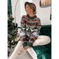 thumbnail image 3 of Suéter navideño de otoño e invierno para mujer, jersey de manga larga de punto a la moda, jersey informal blanco con cuello redondo, suéteres básicos elegantes 2022, 3 of 5