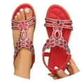 thumbnail image 3 of Xijirk Sandals Women Bohemian Rhinestone Flat Sandals, Elastic Slingback Ankle Strap Casual Beach Footwear,7.5, 3 of 9