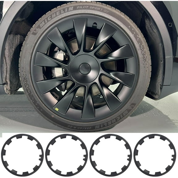 Tesla Model Y 20 Inch Rim Protector Hubcap Induction Rim Cap Tire Trim Ring Matte Black 4Pcs  Accessories