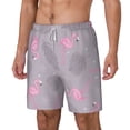thumbnail image 2 of Uemuo Pink Flamingo Pattern Mens Swim Trunks Quick Dry Board Shorts with Mesh Lining, Stretch Beach Shorts Quick Dry No-Chafing Board Shorts-Small, 2 of 9