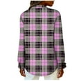 thumbnail image 5 of Lenpel Women's Plaid Shirts Plus Size Long Sleeve Button down Collared Curved Hem Casual Tops Loose Fashion Blouses(Pink,3X-Large), 5 of 6