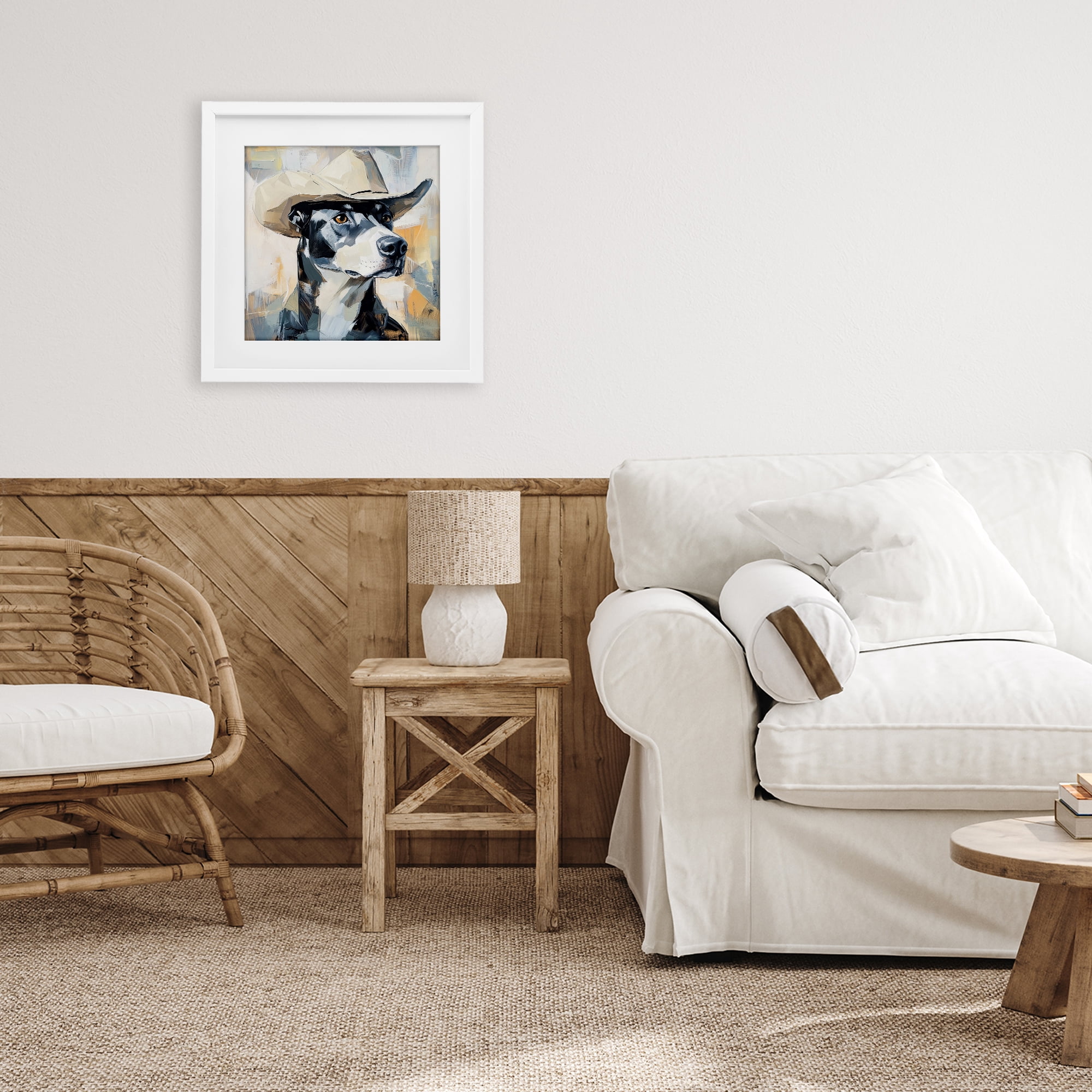 Stupell Industries Deputy Dog Cowboy Hat White Framed Print Under Glass, design by Tina LeCour