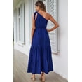 thumbnail image 3 of Vestido PRETTYGARDEN Maxi Azul con Volantes y Nudo de Un Hombro Talla L, 3 of 8