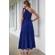 thumbnail image 3 of Vestido PRETTYGARDEN Maxi Azul con Volantes y Nudo de Un Hombro Talla L, 3 of 8