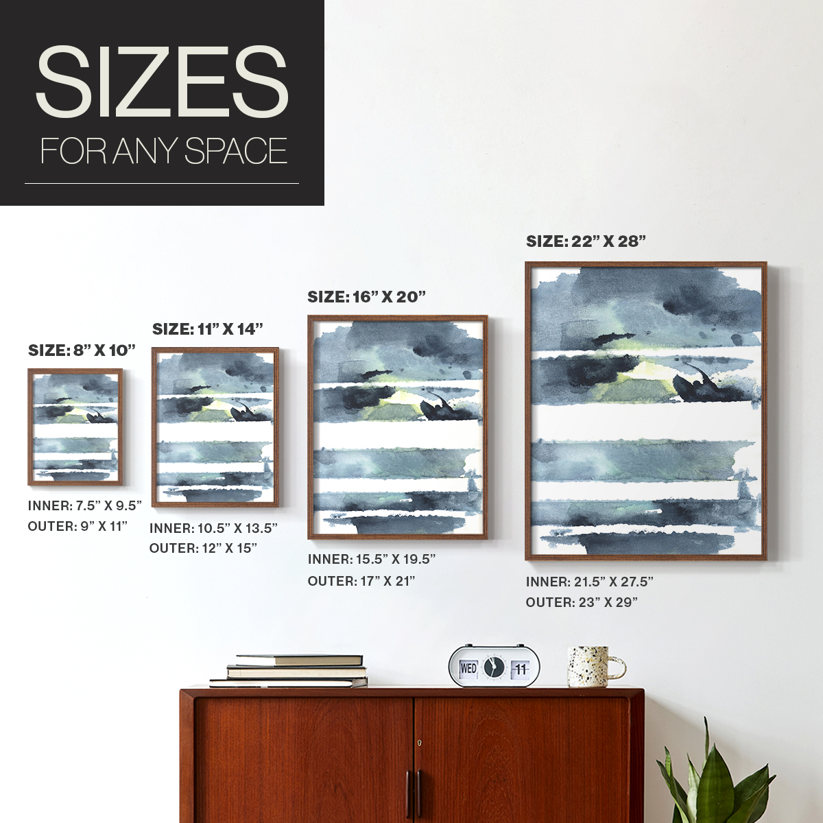 Blue Memories I Framed Print in Brown Solid Wood Framed Print No Nail Hanging