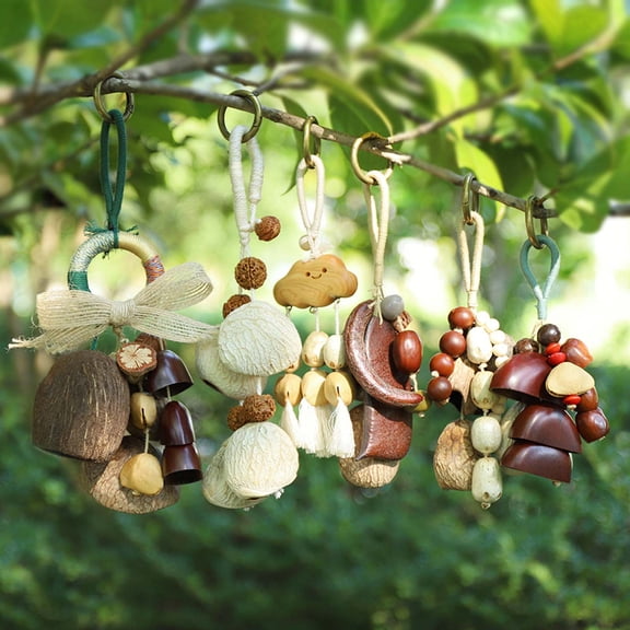 Natural Healing Shell Bell Wind Chime - Handmade Fruit Shell Accompaniment Instrument, Soft Sound Wind Chime for Home Garden Patio, Calming Healing Decor Ornament for Indoor Outdoor Relaxation Use, D