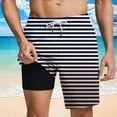 thumbnail image 2 of YLSDY Summer Fashion Hiking Shorts Men Striped Gradient Color Pocket Elastic Waist Shorts Drawstring Casual Beach Trunks with Liner Black M, 2 of 6