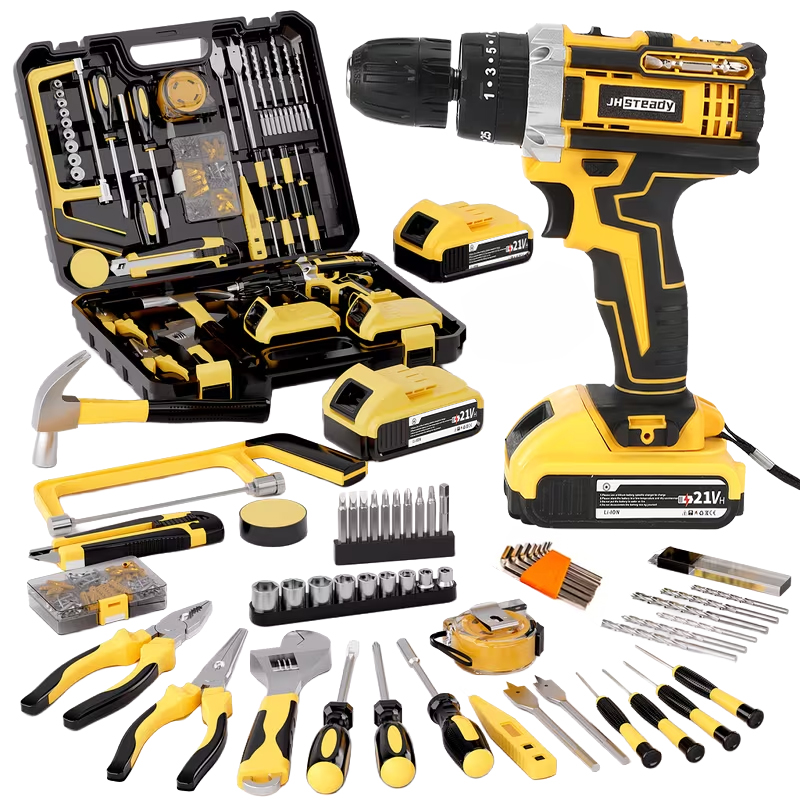 21V Cordless Drill Driver Kit, 25+1 Clutch, 2 Batteries & Charger, 3/8" Keyless Chuck, LED Light, Complete Drill Set with Carry Case, Ideal for Home Improvement, Household Repairs & DIY Projects