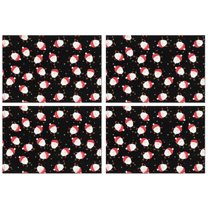 Black Christmas Santa Pattern Summer Placemats Table Placemats Set Of 4-Linen Kitchen Washable Placemats Table Mats 11.8"x17.7" Non-Slip Heat Resistant