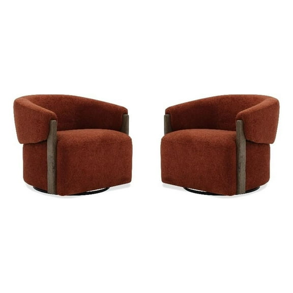 Pemberly Row Contemporary Island Rust Swivel Accent Chair Two Pack