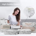 thumbnail image 7 of Veken 6 Set Packing Cubes, Travel Luggage Organizers with Laundry Bag Shoe Bag (White Mable), 7 of 7