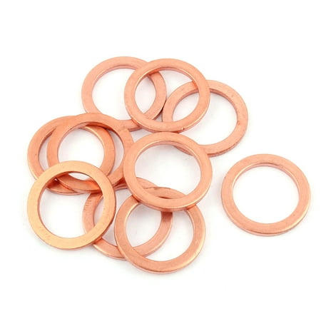 

Unique Bargains 10pcs 20mm x 16mm x 2mm Flat Ring Copper Crush Washer Sealing Gasket Fastener