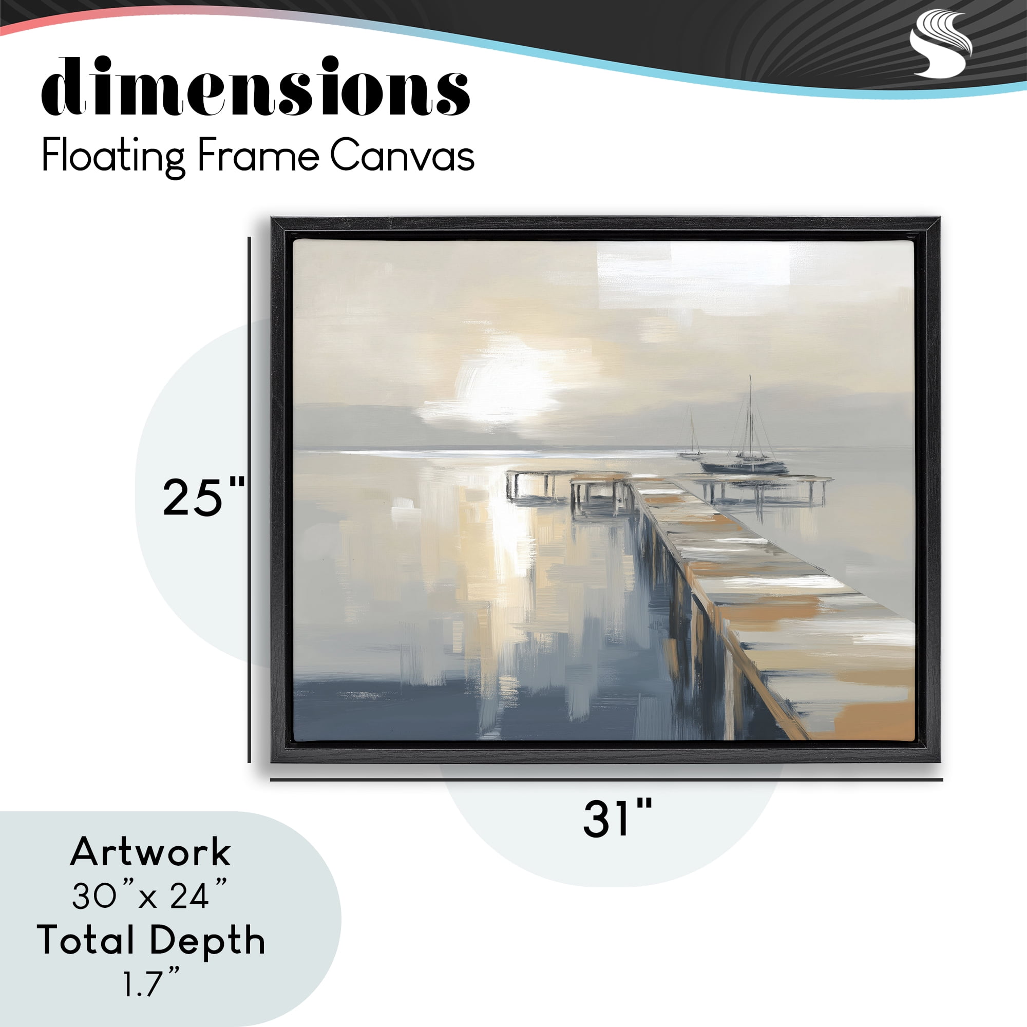 Stupell Industries Pier with Sailboat Seascape Black Framed Floater Canvas Wall Art, design by Kim Curinga