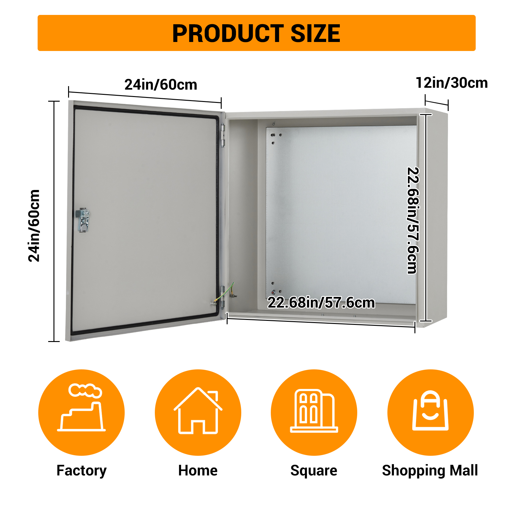 Kojooin Lockable Outdoor Electrical Box, NEMA 4X Steel Enclosure, IP67 Waterproof Dustproof Junction Box with Mounting Plate and Key for Indoor Outdoor
