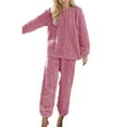 thumbnail image 2 of Pajamas for Women Set 2025 Winter Flannel Jacquard Long Sleeve Crewneck Pullover and Pants Pjs Set Womens Pajama Sets, 2 of 7