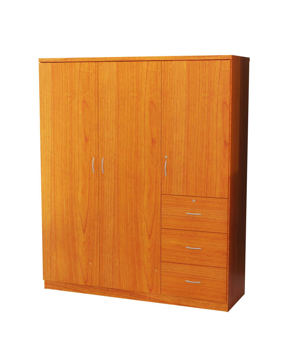 Home Source Garrett Cherry Wardrobe With 3 Cabinets And 3 Drawers