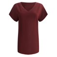 thumbnail image 4 of gakvbuo Summer Tops For Women 2025 Vacation Going Out Tops Fashion Women's Loose Short Sleeve T-shirt Round Neck color Tops, 4 of 5