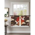 thumbnail image 2 of Sheer Curtains 45 Inch Length 2 Panels Set for Kitchen, Japanese Style Semi Sheer Curtains for Windows, Modern Cranes Cherry Flower Wave Brown Voile Window Treatments Rod Pocket Curtain, 2 of 7