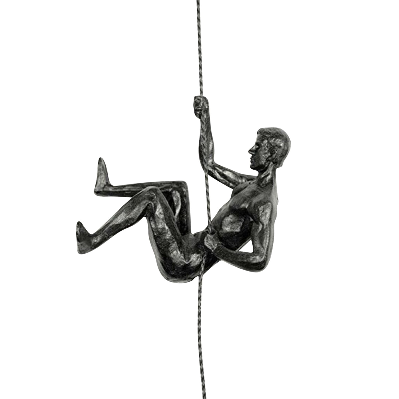Black Left Handed Abseiling Climber Man Hanging Sculpture Home Wall Decoration 