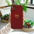 thumbnail image 3 of Compatible for iPhone 14 Plus Case Luxury Gold Heart Pattern, Side Cute Plated Heart Pattern Case for Women Girls Soft TPU Shockproof Camera Protective Back Cover Case - Red, 3 of 11