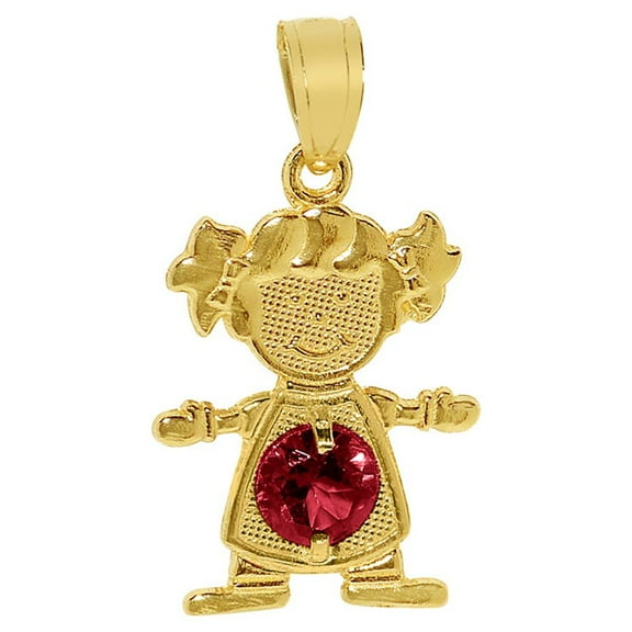 Precious Stars 14K Yellow Gold Round-cut Cubic Zirconia January Birthstone Girl/Daughter Pendant - No Chain, Pendant Only