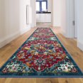 thumbnail image 5 of Ottomanson Non-Slip Rubberback Modern Medallion 2x7 Indoor Runner Rug, 1'10" x 7', Red/Blue, 5 of 8