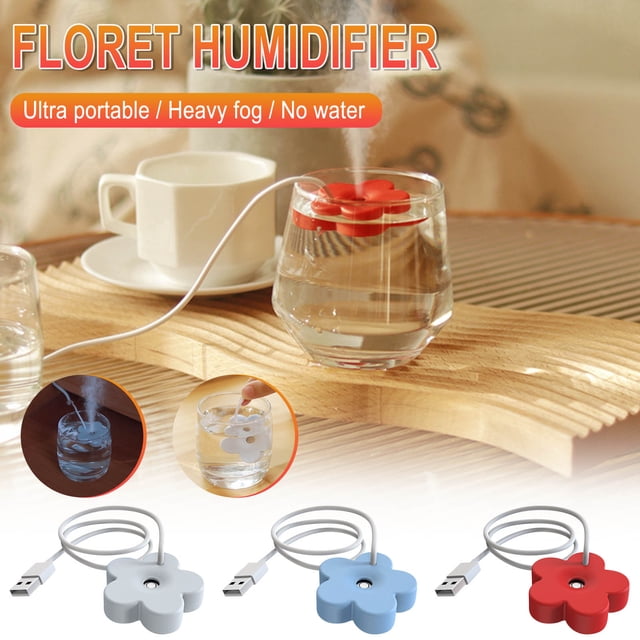 RRJ 3Pcs USB Humidifier, Portable Mini Car Home Office Mute Cup Sprayer, Plug and Play Fine Mist Aromatherapy Diffuser, Personal Desktop Air Moisturizer for Dry Skin Plants Decor
