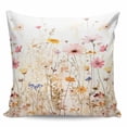 thumbnail image 2 of Colorful Wildflower Throw Pillow Covers, Soft Pillowcases with Invisible Zipper, Botanical Vintage Floral Country Retro Square Pillow Cushion Covers for Living Room Couch Sofa Bed 18x18 Inches, 2 of 8