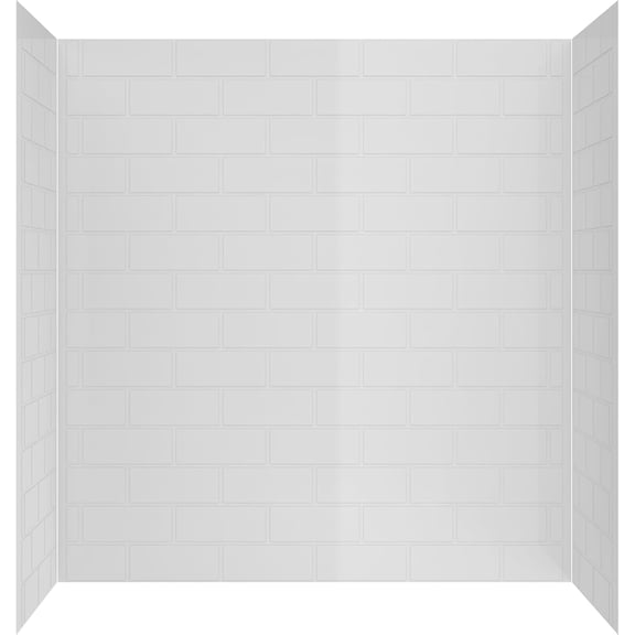 Streamline DSH-1460-151 32 in. L x 48 in. W x 55 in. H 3-Piece Glue-Up Alcove Bathtub Surround in White Tile Finish