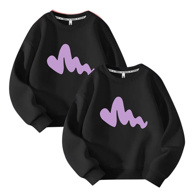 Posijego Lot de 2 Chandails Molletonnés Filles Garçons Col Rond Manches Longues Chandail Enfants Décontracté Athlétique Coton Chandails Molletonnés