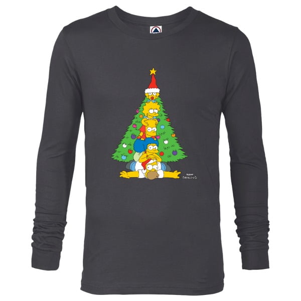 The Simpsons Family Customized-New Long Christmas - – Tree Holiday Sleeve for Red Men T-Shirt