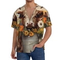 thumbnail image 1 of Balery Bucket Flower Cow Camisa Casual de Manga Corta con Botones para Hombre, Texturizada, Estilo Cubano, para Playa, Verano-X-Large, 1 of 5