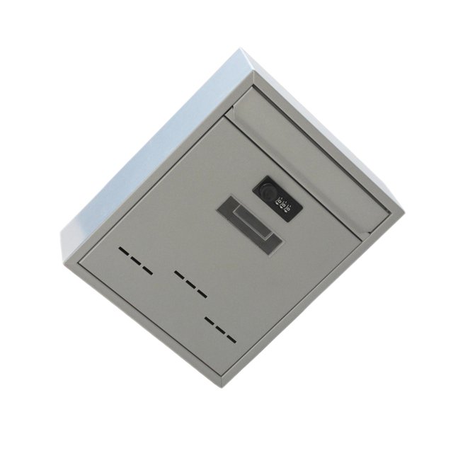 bedienty Large Wall Mount Mailbox W/Code Lock Capacity Postbox Large Black Iron Rainproof Grey 26x9x31cm