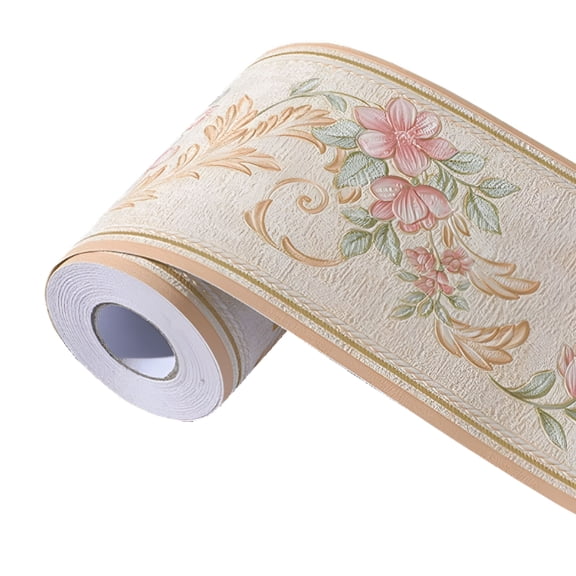 RLESO 2026 New Self Adhesive 5 Meters Vintage Rose 3D Wallpaper Border Pvc Waterproof Wall Decor Decal for Bathroom,Kitchen,Living Room 4.2X196.8 Inch