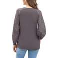 thumbnail image 2 of Aiyino Women's Long Sleeve Round Neck Tops Lace Casual Loose Blouses T Shirts, 2 of 7