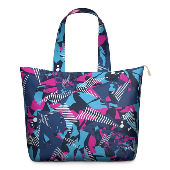 22 Inch Oversized Travel Bag Lightweight Canvas Weekender Duffel with Multi Pockets, Colorful Pop Pattern