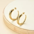 thumbnail image 4 of JUSTJANDM Stainless Steel Gold Chunky Large Hollow Hoops Earrings for Women,Minimalist and Chic Open hypoallergenic Earrings Lightweight Big Hoop Earring for Sensitive Ears, 4 of 7