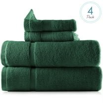 Clara Clark Bath Towels Set, 100% Cotton Luxury Softness 4 Pc Set, Hunter