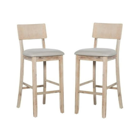 Home Square 2 Piece 30" Height Wood Counter Stool Set in Gray