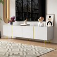 thumbnail image 4 of Sleek White High-Gloss TV Stand | 4 Doors for Storage, Decor-Friendly, 4 of 22
