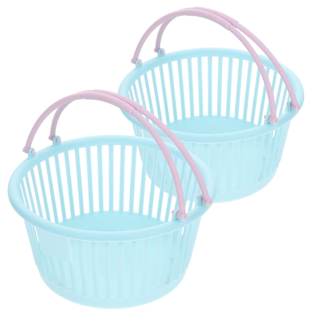 2pcs Compact Handheld Basket Kids Use Mini Shopping Basket Multi-functional Mini Plastic Basket