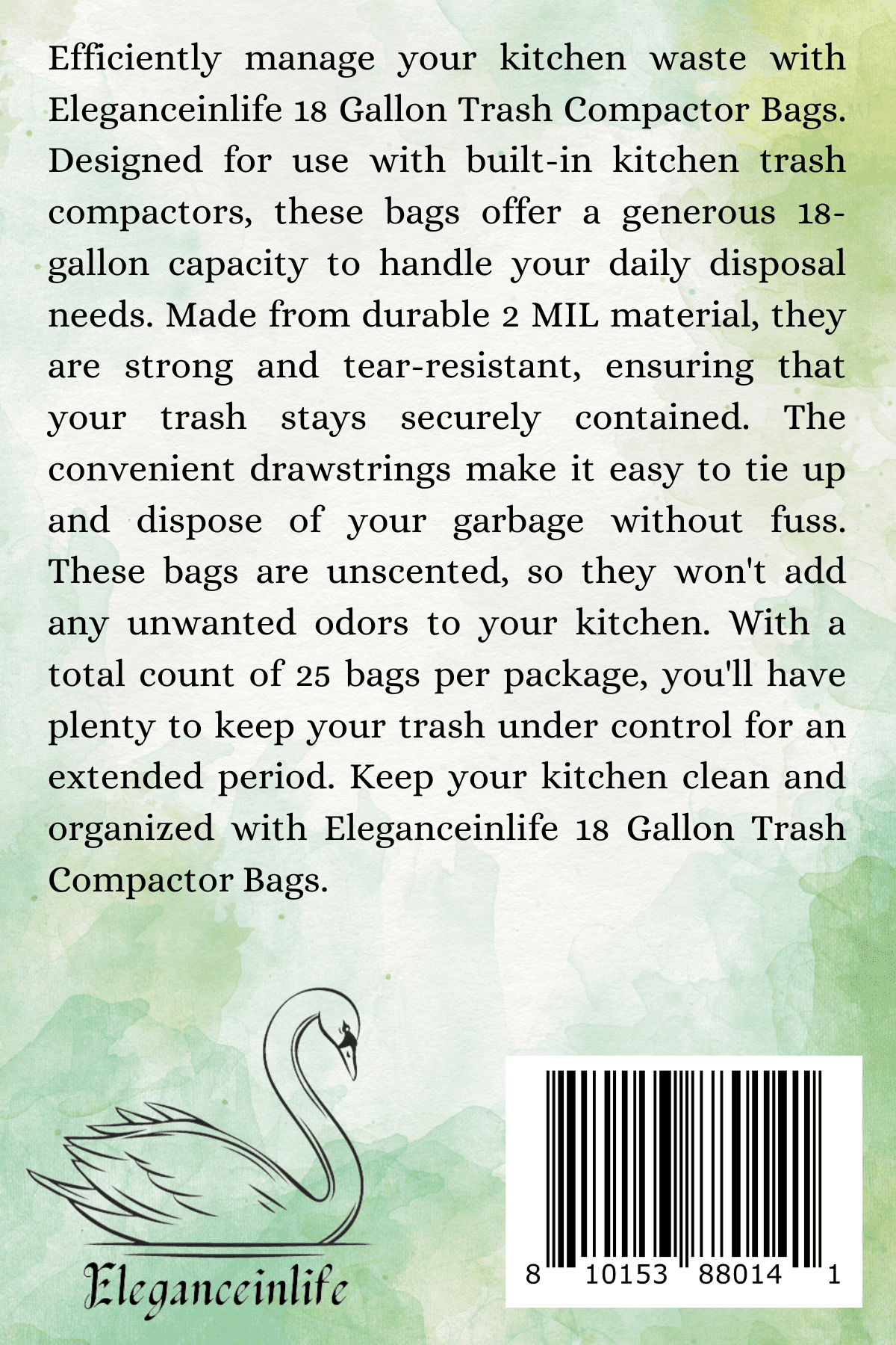 Eleganceinlife 18 Gallon Trash Compactor Bags 2 MIL Unscented 25 Count