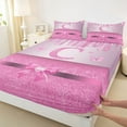 thumbnail image 3 of Manfei Kawaii Bowknot Alphabet C 3pcs Twin Sheet Sets for Female Women Teens,Bling Glitter Splash Twin Fitted Sheet,Flying Butterfly Breathable Flat Sheet,Dreamy Princess Room Decor, 3 of 7