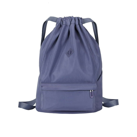 Deago Nylon Drawstring Backpack Sports Gym Bag for Men Women Waterproof String Sackpack Cinch Sack for Travel with Zipper & Side Pockets "Blue"