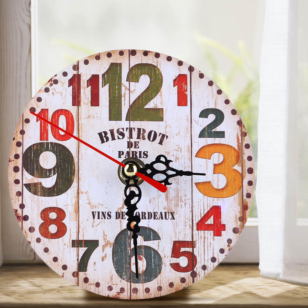 Vintage Rustic Wooden Wall Clock Home Kitchen Antique Shabby Chic Retro Decor 
