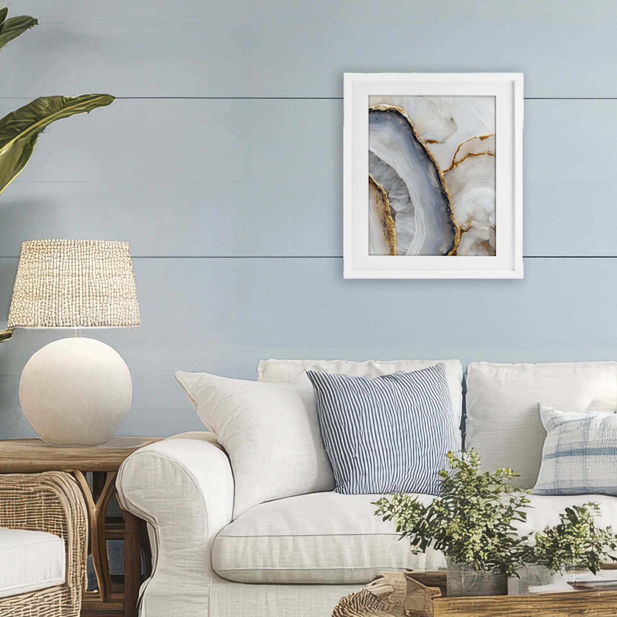 Stupell Industries Golden Marble Flow White Framed Print Under Glass, design by Svetlana Aleynikova