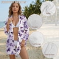 thumbnail image 6 of Xoenoiee Purple Butterfly Print Womens Swimsuit Cover Up Shirt Button Down Long Sleeve Bathing Suit Coverups Button Cuffs Beach Coverup with Pockets, Size S, 6 of 7