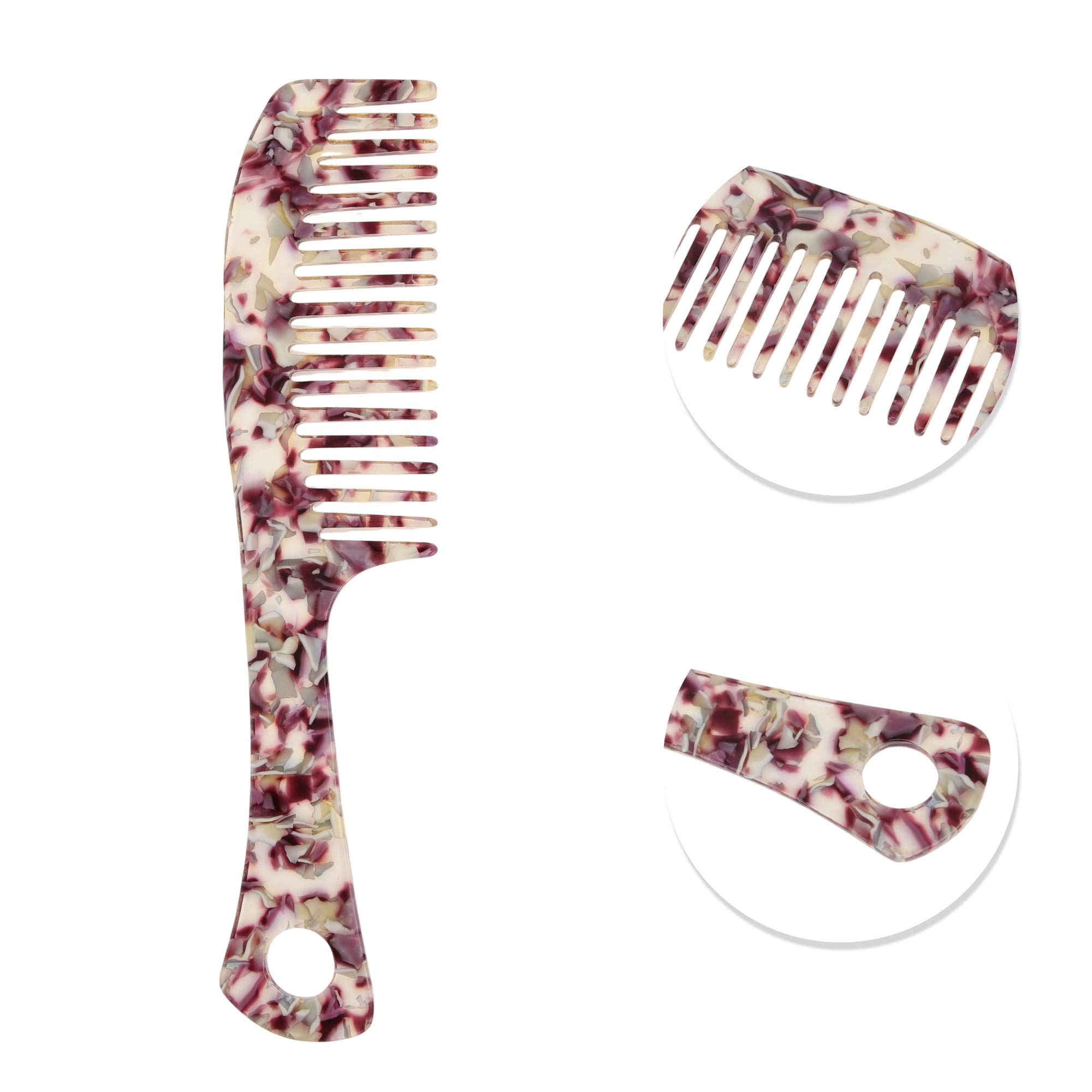 Unique Bargains 1 Pc Portable Long Handle Hair Comb for Making hair Smooth Purple, White