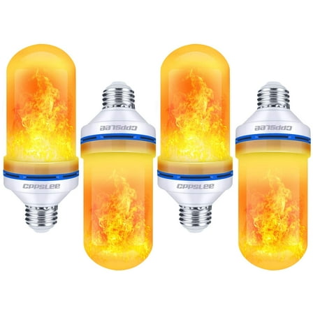 YesLED Flame Light Bulbs, 4 Modes Flickering Light Bulbs, E26 Base Fire Flame Bulb for Holiday Decorations Patio Outdoor Indoor Home Decor, Halloween Christmas Light Bulbs (Yellow, 4 Pack)