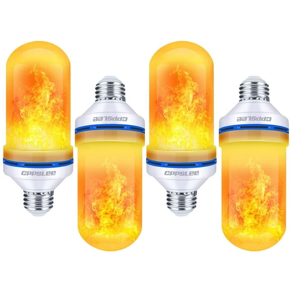 YesLED Flame Light Bulbs, 4 Modes Flickering Light Bulbs, E26 Base Fire Flame Bulb for Holiday Decorations Patio Outdoor Indoor Home Decor, Halloween Christmas Light Bulbs (Yellow, 4 Pack)